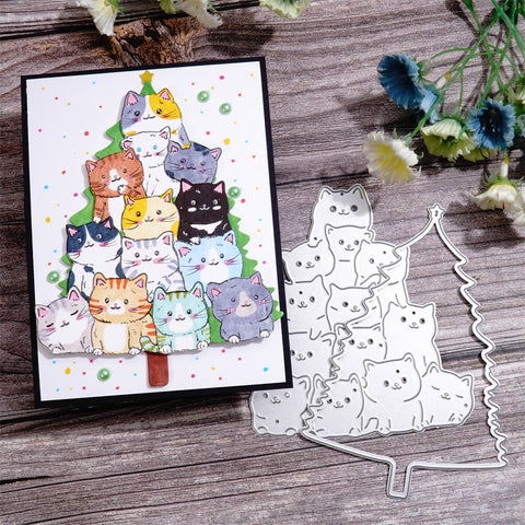 Inlovearts Christmas Cat Tree Cutting Dies