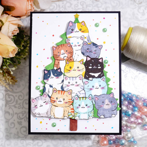 Inlovearts Christmas Cat Tree Cutting Dies