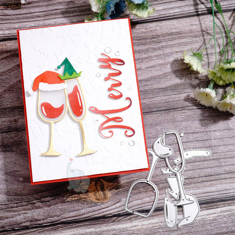 Inlovearts Christmas Celebrating Wine Glass Cutting Dies