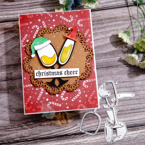 Inlovearts Christmas Celebrating Wine Glass Cutting Dies