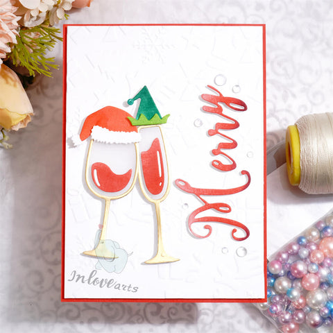 Inlovearts Christmas Celebrating Wine Glass Cutting Dies