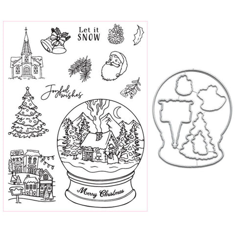 Inlovearts Christmas Crystal Ball Die with Stamps Set