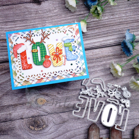 Inlovearts Christmas Decored "LOVE" Word  Cutting Dies