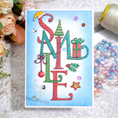 Inlovearts Christmas Decored "Smile" Word Cutting Dies