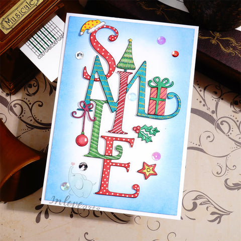 Inlovearts Christmas Decored "Smile" Word Cutting Dies