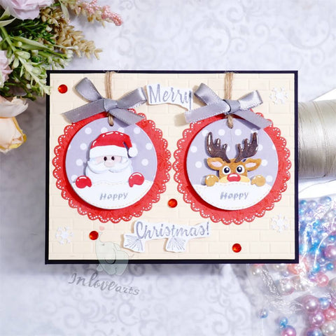 Inlovearts Christmas Elements Round Frame Cutting Dies