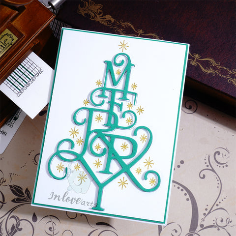 Inlovearts Christmas Tree Patterned Word Cutting Dies