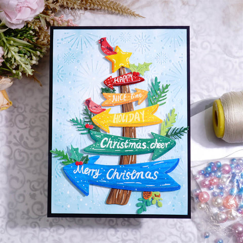 Inlovearts Christmas Tree Road Sign Cutting Dies