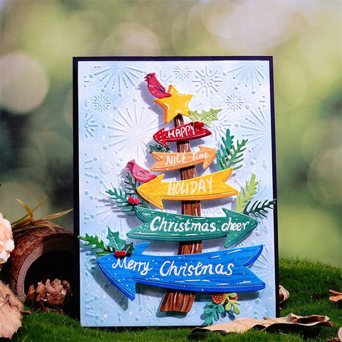 Inlovearts Christmas Tree Road Sign Cutting Dies