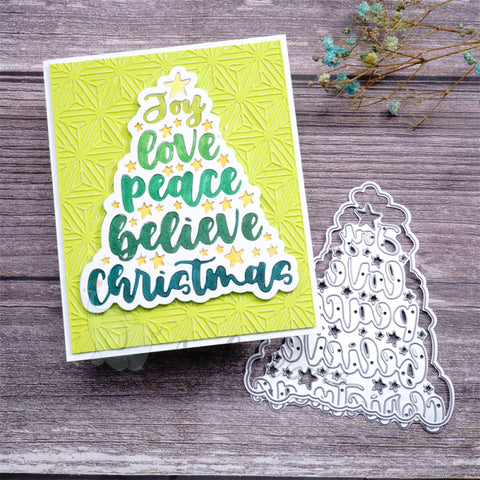Inlovearts Christmas Tree Shaped Word Cutting Dies
