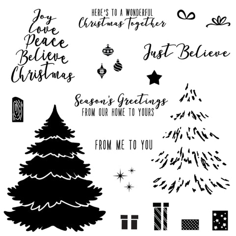 Inlovearts Christmas Tree and Gifts Die with Stamps Set