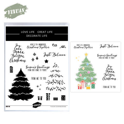Inlovearts Christmas Tree and Gifts Die with Stamps Set
