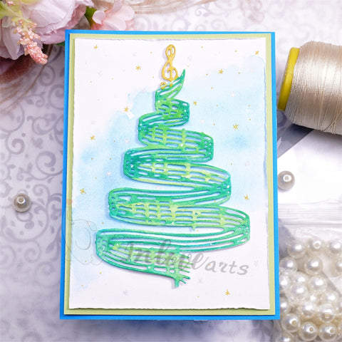 Inlovearts Christmas Tree with Spinning Lines Cutting Dies