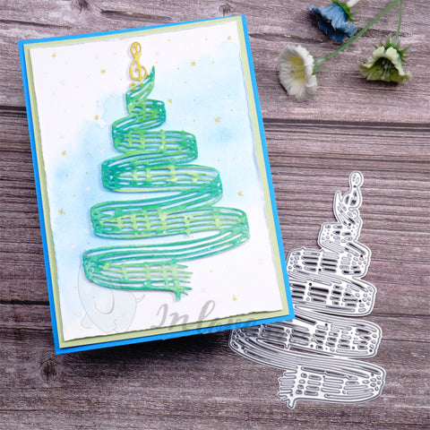 Inlovearts Christmas Tree with Spinning Lines Cutting Dies