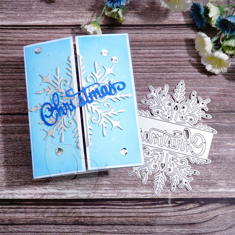 Inlovearts Christmas Words with Snowflakes Cutting Dies