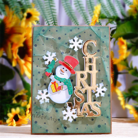 Inlovearts Christmas Word with Snowman Cutting Dies