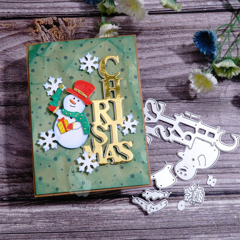 Inlovearts Christmas Word with Snowman Cutting Dies