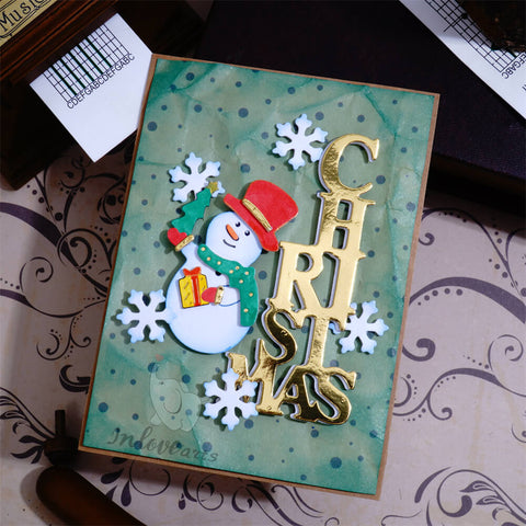 Inlovearts Christmas Word with Snowman Cutting Dies