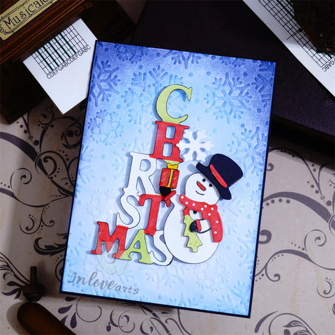 Inlovearts Christmas Word with Snowman Cutting Dies