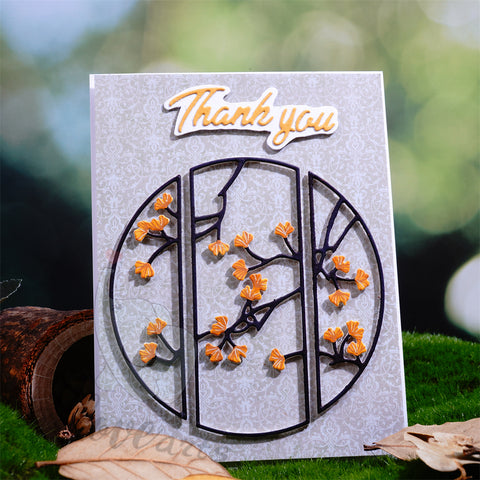 Inlovearts Circle Ginkgo Leaf Frame Cutting Dies