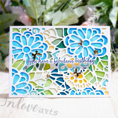 Inlovearts Clusters of Flowers Background Board Cutting Dies