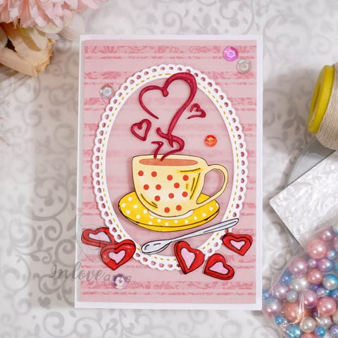 Inlovearts Coffe Cup and Heart Cutting Dies