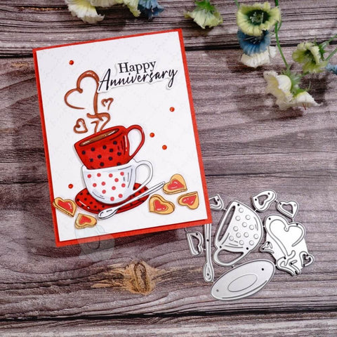 Inlovearts Coffe Cup and Heart Cutting Dies