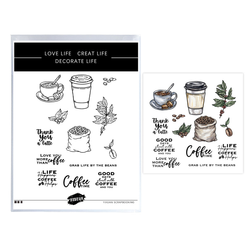 Inlovearts Coffee Bean and Cup Die with Stamps Set