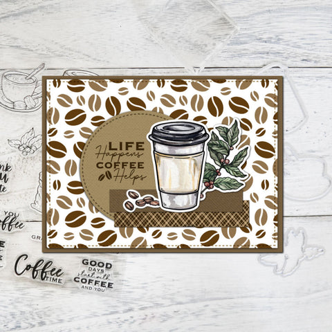 Inlovearts Coffee Bean and Cup Die with Stamps Set