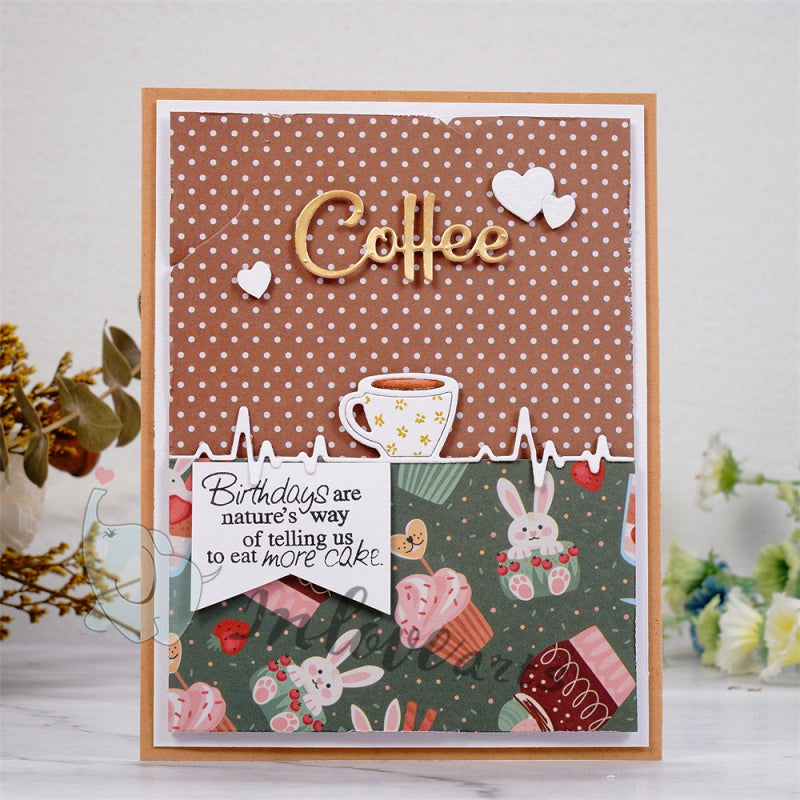 Inlovearts Coffee Electrocardiogram Border Cutting Dies