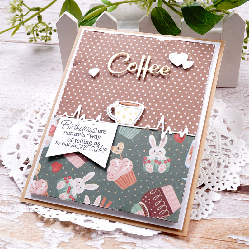 Inlovearts Coffee Electrocardiogram Border Cutting Dies