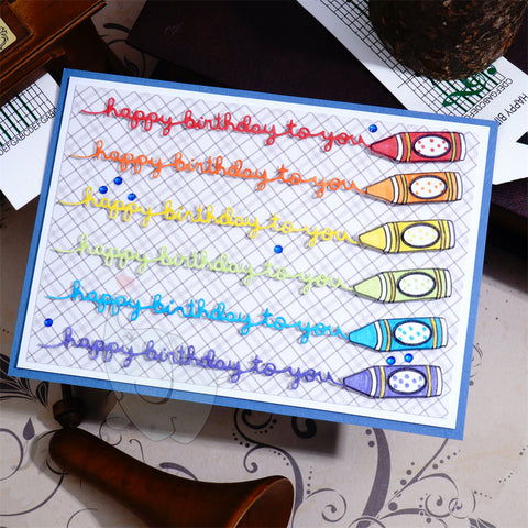 Inlovearts Crayon with Birthday Word Cutting Dies