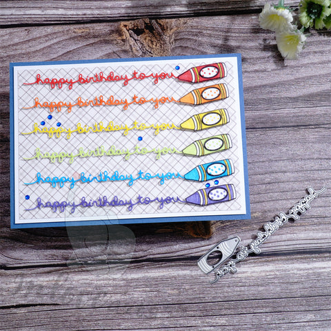 Inlovearts Crayon with Birthday Word Cutting Dies