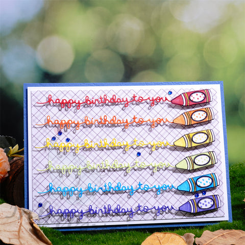 Inlovearts Crayon with Birthday Word Cutting Dies