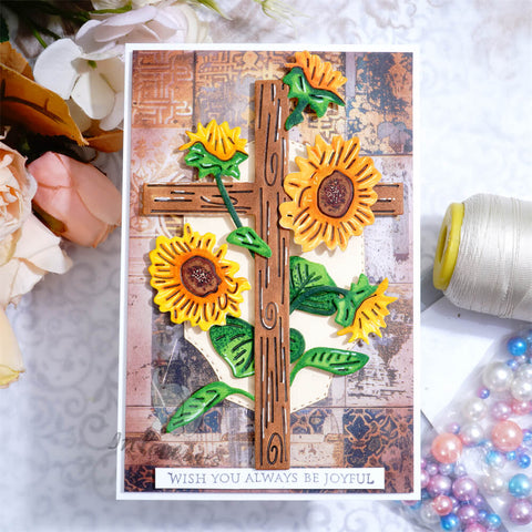 Inlovearts Cross and Sunflowers Cutting Dies