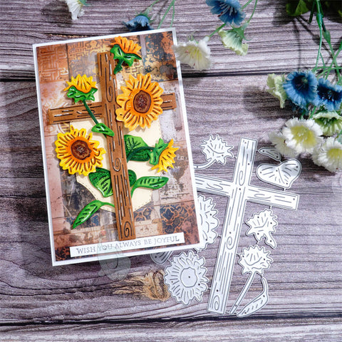 Inlovearts Cross and Sunflowers Cutting Dies