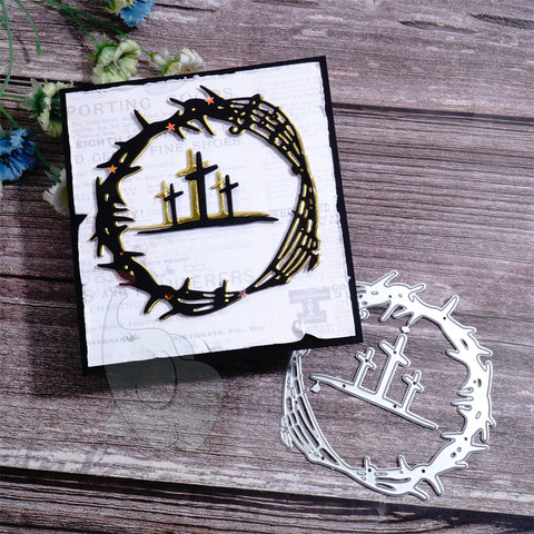 Inlovearts Cross and Thorns Border Cutting Dies