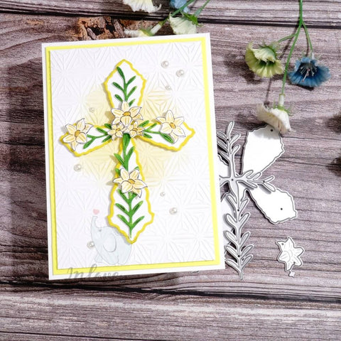 Inlovearts Cross with Flowers Cutting Dies