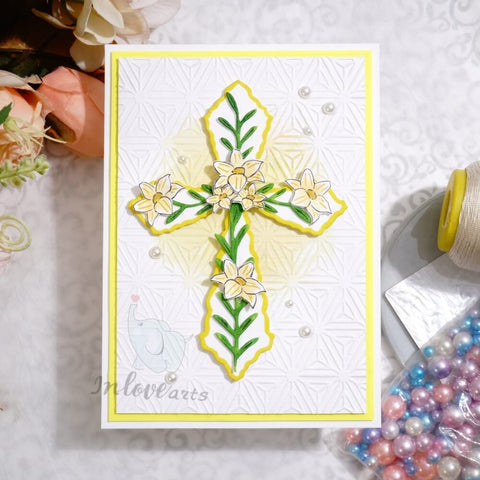 Inlovearts Cross with Flowers Cutting Dies