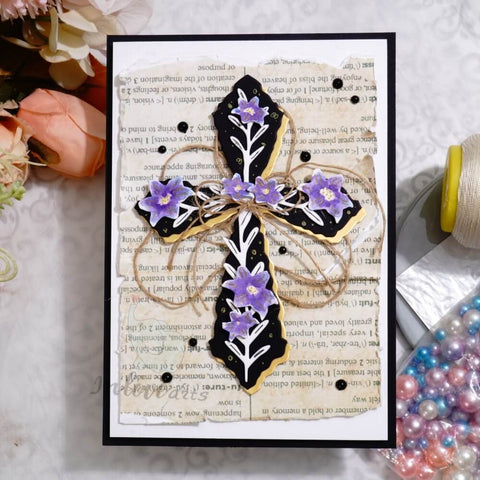 Inlovearts Cross with Flowers Cutting Dies