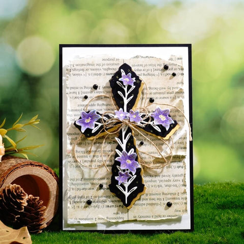 Inlovearts Cross with Flowers Cutting Dies