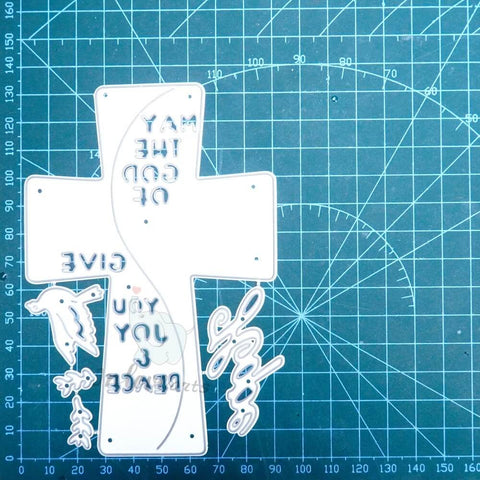 Inlovearts Cross with Word and Pigeon Cutting Dies