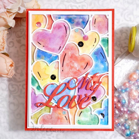 Inlovearts Crowded Hearts Background Board Cutting Dies