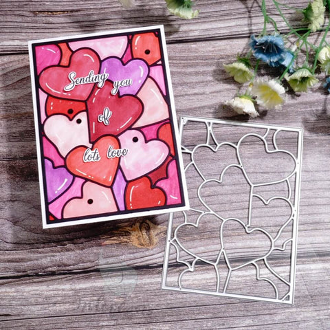 Inlovearts Crowded Hearts Background Board Cutting Dies