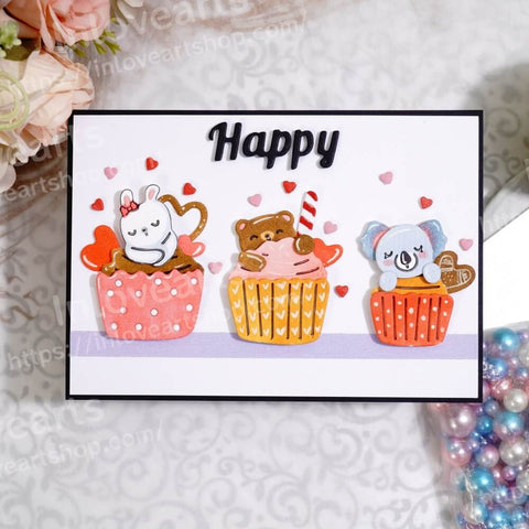 Inlovearts Cute Animal Cupcake Cutting Dies