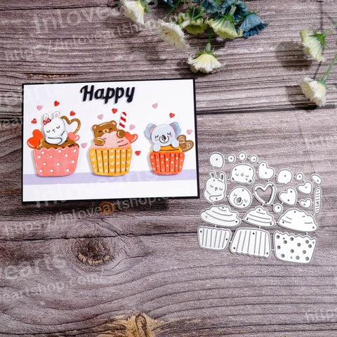 Inlovearts Cute Animal Cupcake Cutting Dies