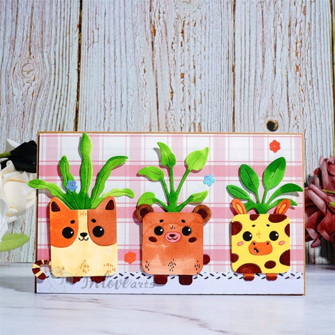 Inlovearts Cute Animal Potted Plants Cutting Dies