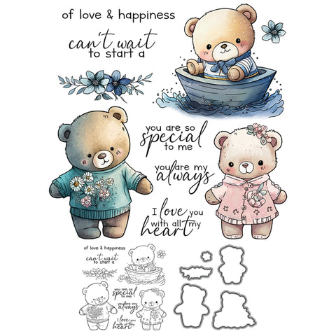 Inlovearts Cute Bear Dies with Stamps Set