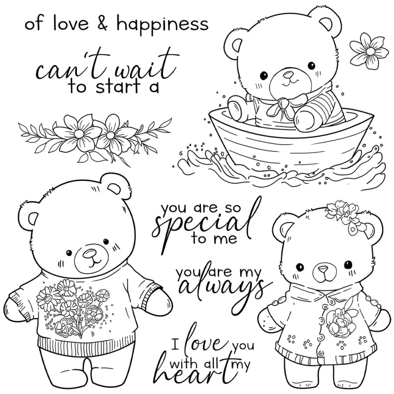 Inlovearts Cute Bear Dies with Stamps Set