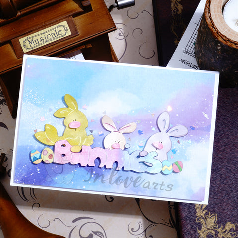 Inlovearts Cute Bunny Word Cutting Dies